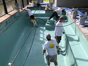pool construction, pool finish and startup